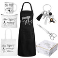Coume 7 Pcs Hairdresser Gift Set for Women Hairstylist Apron Tote Bag Makeup Bag Mugs Scissors Charm Keychain Scissor Hair Clips and Box for Female Inspirational Appreciation Gifts