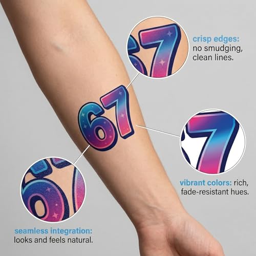 80-Pack Six Seven Temporary Tattoos - 40 Unique Viral Meme Designs