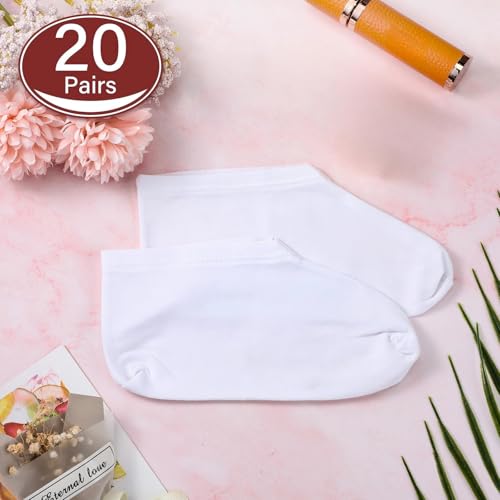 Geyoga 20 Pairs Moisturizing Socks Overnight for Dry Feet Spa Cotton Moisture Enhancing Cosmetic Socks for Women and Men, White