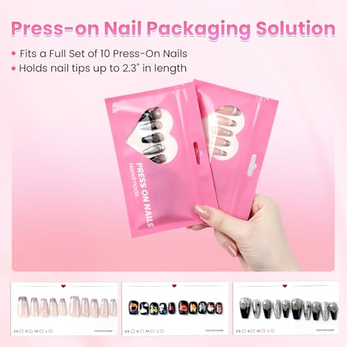 BQAN Press-On Nail Bags 50pk with Insert Cards & Tape