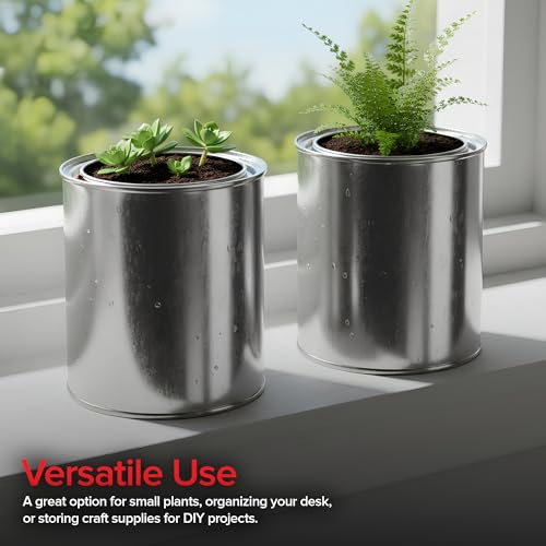 2 Pack 1 Quart Unlined Metal Paint Cans with Lids - Storage, Mixing & Crafts