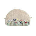 Small embroidered cosmetic bag Flowers embroidery makeup bag for women Floral makeup zipper pouch for bridesmaids