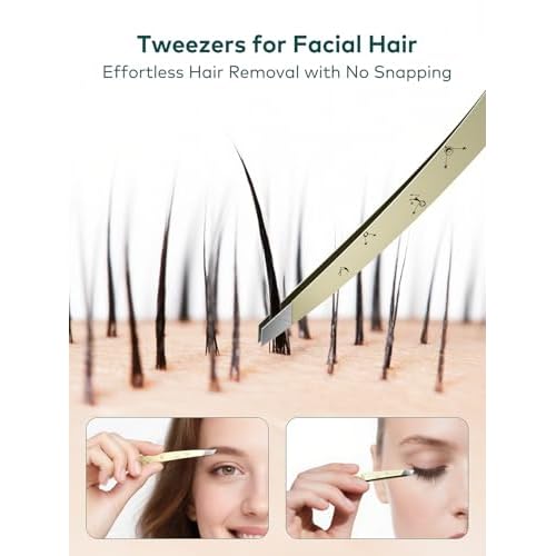 MR.GREEN Tweezers For Women Facial Hair, Professional Precision Eyebrow Tweezers for Women and Men, Stainless Steel Slanted Cute Hair Removal Plucker