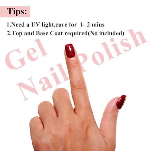 Imtiti Glitter Gel Nail Polish Set, Christmas Red and Green Glitter Gel Polish Soak Off LED U V Shimmer Sparkle Nail Gel Polish DIY Nail Art Starter Manicure Salon Gel Nail Polish Kit 10ML