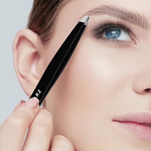 Professional Tweezer for Facial Hair Women & Men Stainless Steel Precision Tweezers for Ingrown Hair Tweezers for Men & Women (Deep Black)