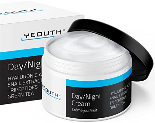 YEOUTH Day Night Cream for Face with Hyaluronic Acid, Snail Mucin and Copper Tripeptide, Moisturizer Face Cream, Hydrating Face Moisturizer for Women and Men 4oz