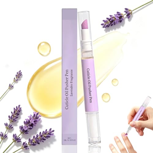 Brenqe 2-in-1 Purple Cuticle Oil Pusher Pen for Dry Nails & Hangnails - Moisturizing