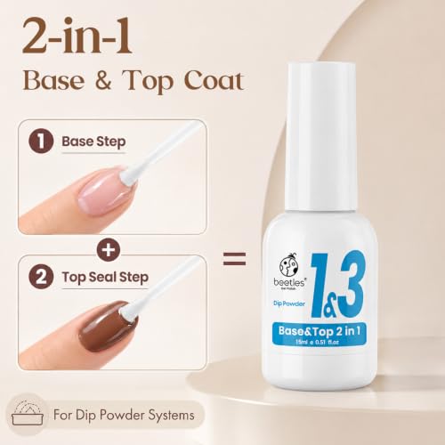 Beetles 2-in-1 Dip Powder Liquid Set - Base & Top Coat with Activator