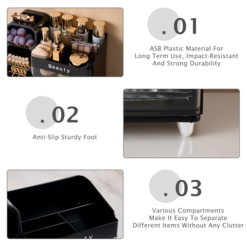 Makeup Organizer with Drawers & Brush Holder for Vanity