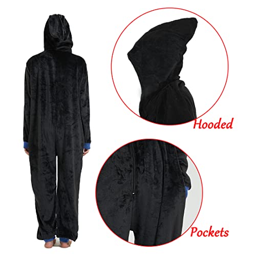 Unpifolov Men and Women Flannel Pajamas Four Magic College Styles Jumpsuit Couple Adult Sportswear Hooded Homewear
