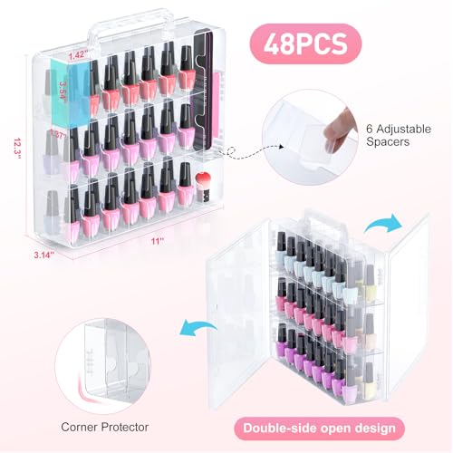 48 Bottle Nail Polish Organizer with Adjustable Dividers