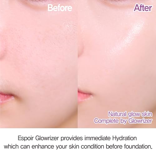 Espoir Glowrizer Face Primer | Hydrating & Moisturizing Makeup Base with Hyaluronic Acid & Niacinamide, All Skin Types, Perfect for Glow and Radiant Look, Stocking Stuffers, 1.35 fl. Oz