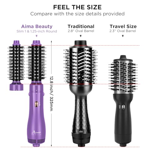 Aima Beauty Purple Blow Dryer Brush Set with 1" & 1.25" Round Barrel - 2-in-1 Styling Tool