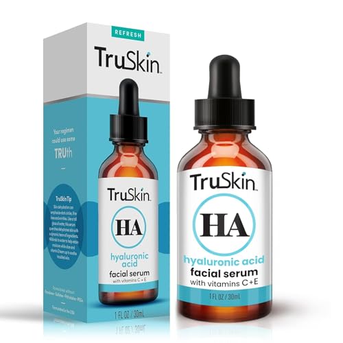 TruSkin Hyaluronic Acid Serum for Face + 7 Ultra Hydrating Ingredients – Best Face Serum for Moisturizing, Plumping & Smoothing of Fine Lines and Wrinkles, 1 fl oz