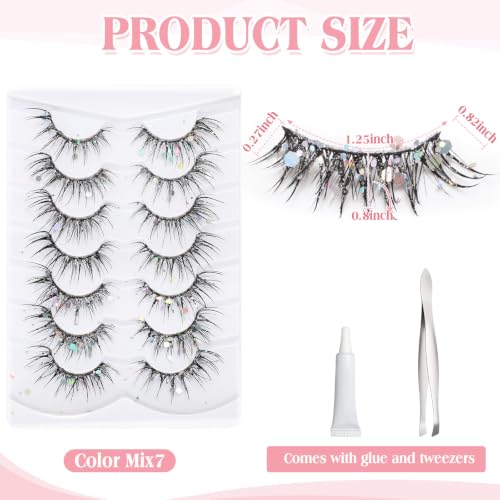 Porch Goose Eyelashes - 7 Piece Set with Glue & Tweezers