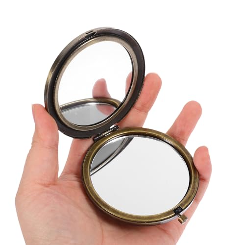 Mipcase 1pc Vanity Mirror Cosmetic Mirror Vintage Metal Make Pocket Vintage Compact Travel Makeup Compact Travel e Handbag Glass Clamshell Handheld