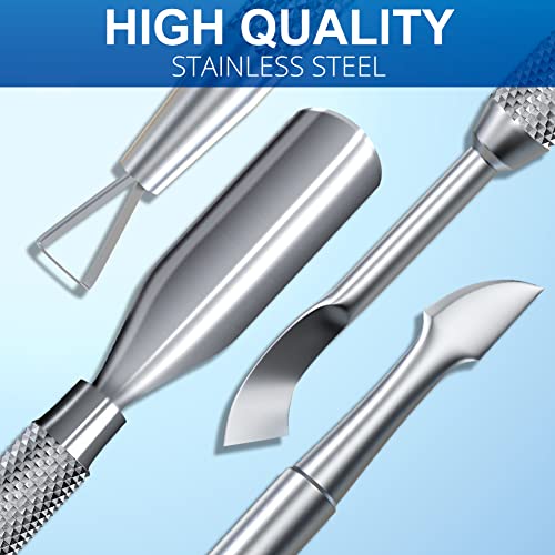 Silver Metal Cuticle Pusher & Scraper Tool Set - 2 Pieces for Nail Care