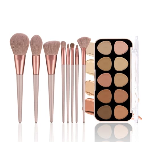 10 Color Concealer Palette with 8 Makeup Brushes