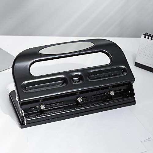 Amazon Basics 2/3 Hole Punch, Semi-Adjustable, 30 Sheet Capacity, Black