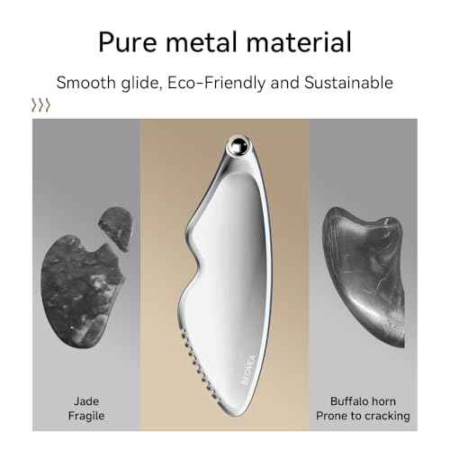 Gua Sha Facial Tools - Guasha Tool for Face and Body, Premium Metal Scraping Massage Tool for Lymphatic Drainage, Skin Rejuvenation, and Relaxation