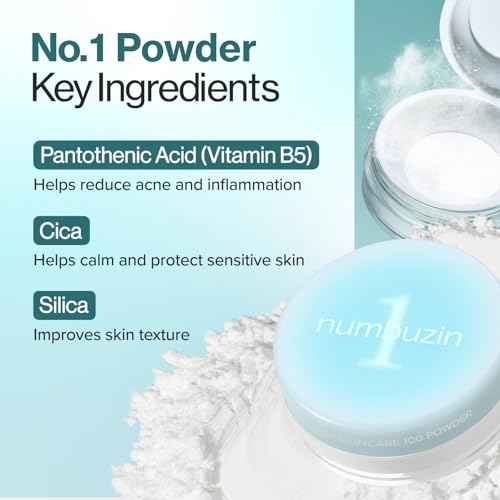 numbuzin No.1 Powder | Pantothenic Skincare 100 Powder | 24H Long-Lasting Finish | Silica + Pantothenic Acid + CICA | For Acne-Prone Skin | 0.24 oz