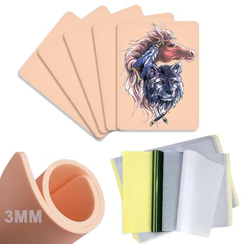 Tattoo Practice Skin Kit 5pcs 3MM + 15pcs Transfer Paper
