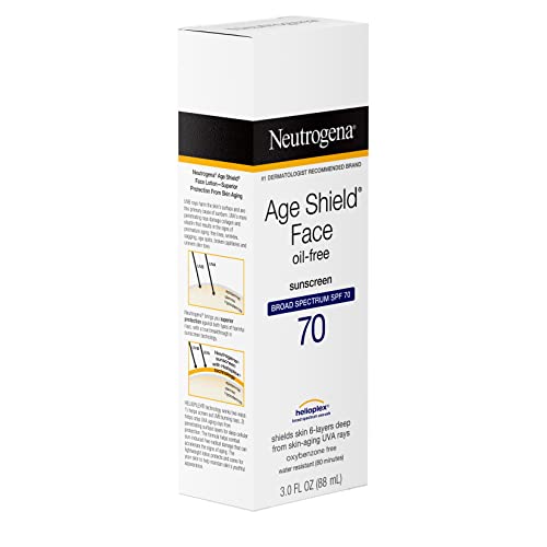 Neutrogena Age Shield Anti-Oxidant Face Lotion Sunscreen with Broad Spectrum SPF 70, Oil-Free & Non-Comedogenic Moisturizing Sunscreen to Prevent Signs of Aging, 3 fl. oz (Pack of 2)