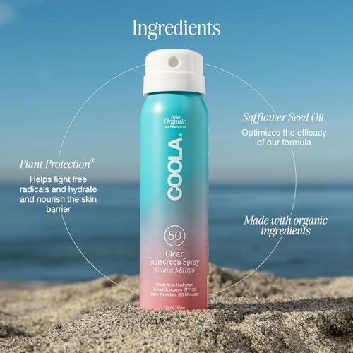 COOLA Organic Sunscreen SPF 50 & 30 Sunblock Spray Kit, Dermatologist Tested Skin Care for Daily Protection, Vegan and Gluten Free,Travel Size, 2 Fl Oz, 3 Pack