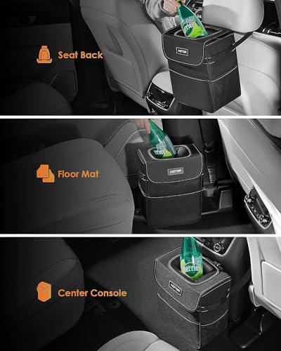 HOTOR Car Trash Can - Leak-Proof Car Organizer and Storage Bag for The Back/Front/Console of Any Cars,Sedans, SUVs & Trucks Easy-to-Install Car Accessory Interior