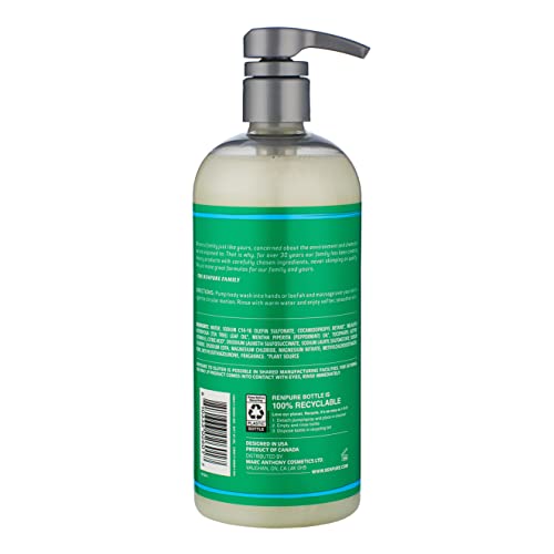 Renpure Original Tea Tree Essential Oil & Peppermint Moisturizing Body Wash With Pump ? for Dry Sensitive Skin & Decongest Pores ? Sulfate Free Body Wash & Liquid Hand Soap For Men & Women