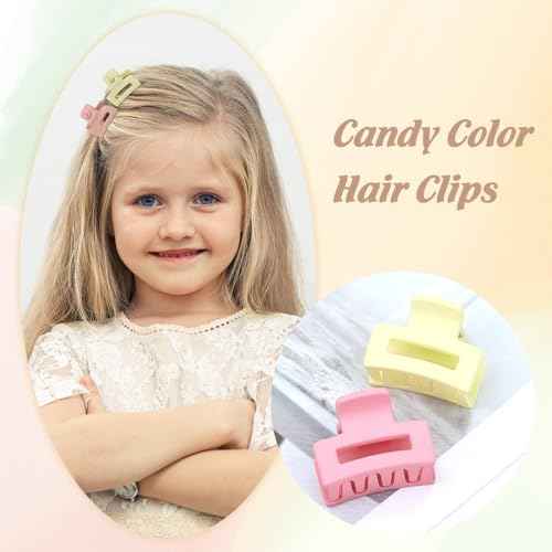 100 Pieces 2.5cm/0.1" Candy Color Small Non-slip Rectangle Plastic Hair Claws Clips Mini Hair Clamps Barrettes Hair Accessories for Women Girls Teens Kids