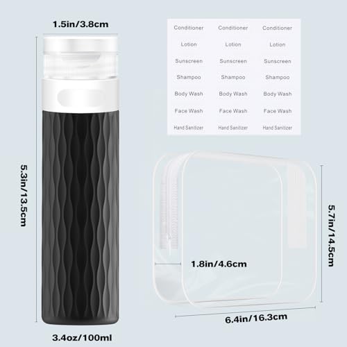 TSA Approved Travel Bottles 3.4oz - 4 Pack Leak Proof