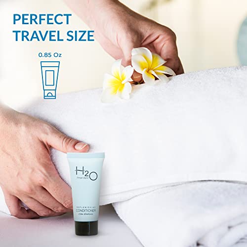 Travel Size Hotel Conditioner 300 Count 0.85 oz Bottles Guest Amenities for Hotels Vacation Rentals and Short Term Rentals Paraben Free Green Tea Scent Infused with Aloe and Olive Oil by H2O Therapy)