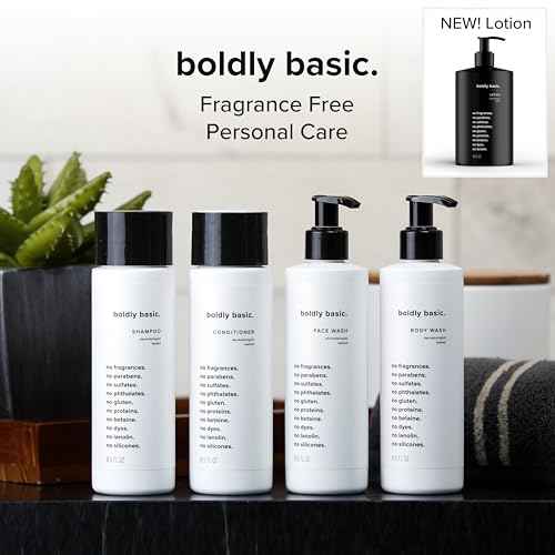 Boldly Basic Fragrance Free Lotion - Moisturizer for Dry and Sensitive Skin - Non Greasy - Unscented - Dermatologist Tested - No Sulfates, Parabens or Gluten - Hypoallergenic & Moisturizing