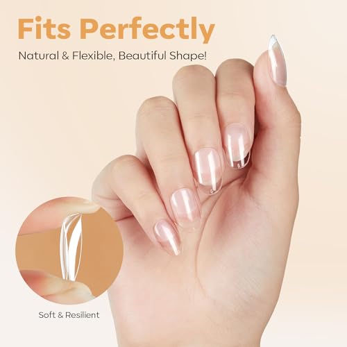 Modelones Short Oval Nail Tips, 216PCS Full Cover Gel Fake Nails