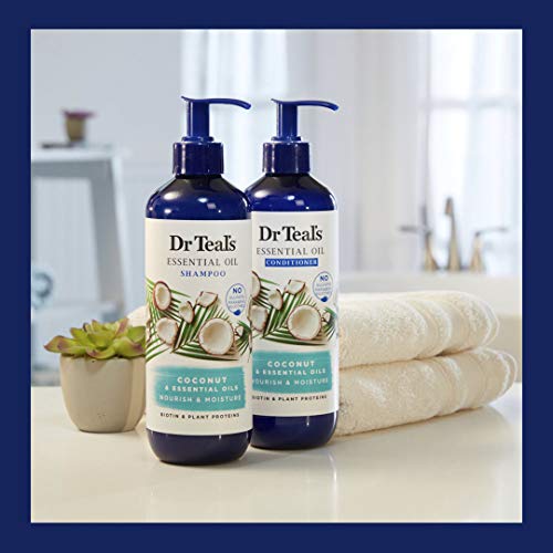 Dr Teal's Coconut Nourish & Moisture Essential Oil Conditioner, Sulfate Free, 16 Fl Oz