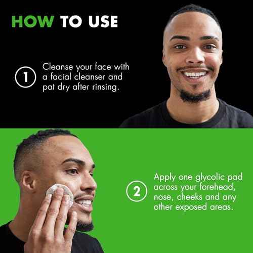 Tiege Hanley Glycolic Acid Pads for Men, Exfoliating Face Cleansing Pads for Forehead, Nose & Cheeks, Facial Wipes with Glycolic, Salicylic & Lactic Acid, Men¡¯s Skin Care, 30 Count