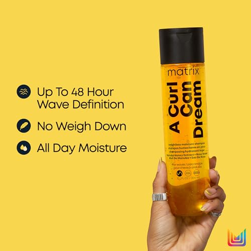 Matrix A Curl Can Dream Weightless Moisture Shampoo For Wavy Hair - Moisturizes and Defines Waves with All Day Frizz Control, With Manuka Honey Extract, Silicone-Free