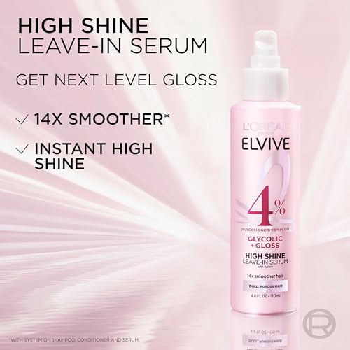 L'Oreal Paris Elvive Glycolic + Gloss Leave-In Hair Serum, 4.4 Fl Oz