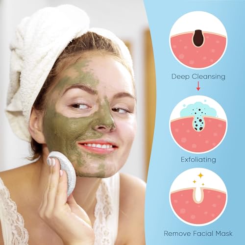 50-Count White Cellulose Facial Sponges for Cleansing & Makeup Removal