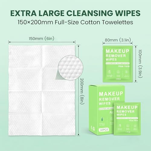 30ct Gentle Makeup Remover Wipes – Biodegradable, Travel-Size
