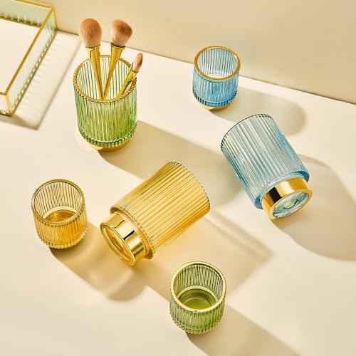 Makeup Brush Holder Organizer,Toothbrush Holders,Desk Pen Pencil Holder,Multifunctional Vintage Glass Brush Cup£¨L/White/A3-9-US£©