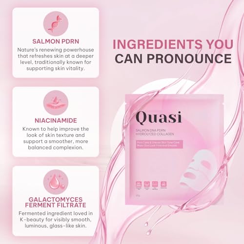 Salmon PDRN Bio-Collagen Face Mask - Korean Hydrating Gel Mask (4 Pack)