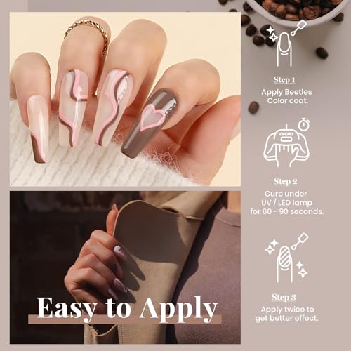 Beetles Brown Gel Nail Polish - Dark Gray Brown Creme Variation 15ML