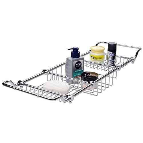 Brass Over Bathtub Racks Expandable Bath Caddy for The Elegant Tub Chrome Polished