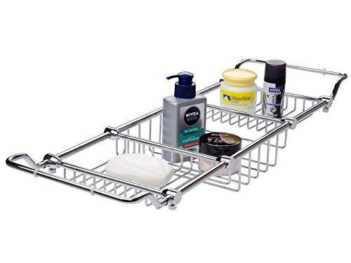 Expandable Brass Bathtub Caddy with Chrome Finish