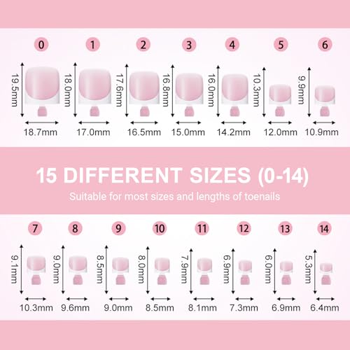 French Square Press On Toe Nails - 150 Pcs Berry Pink Soft Gel Set