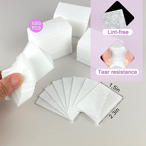 1000 Pcs Lint Free Nail Wipes & 2 Cuticle Pushers - Gel Remover Pads