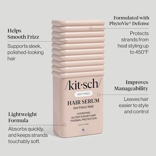 Kitsch Lightweight Anti-Frizz Hair Serum & 450°F Heat Protectant (2.3 oz)
