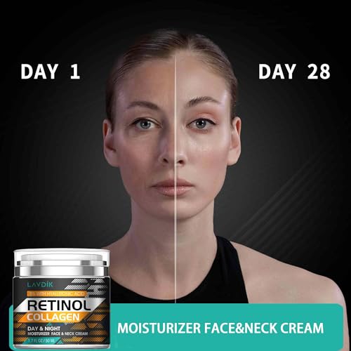 Retinol Cream for Face with Hyaluronic Acid, Moisturizer Anti Aging Collagen Cream for Women and Men, Reduce Wrinkles, Fine Lines, Day and Night,1.7 Fl Oz